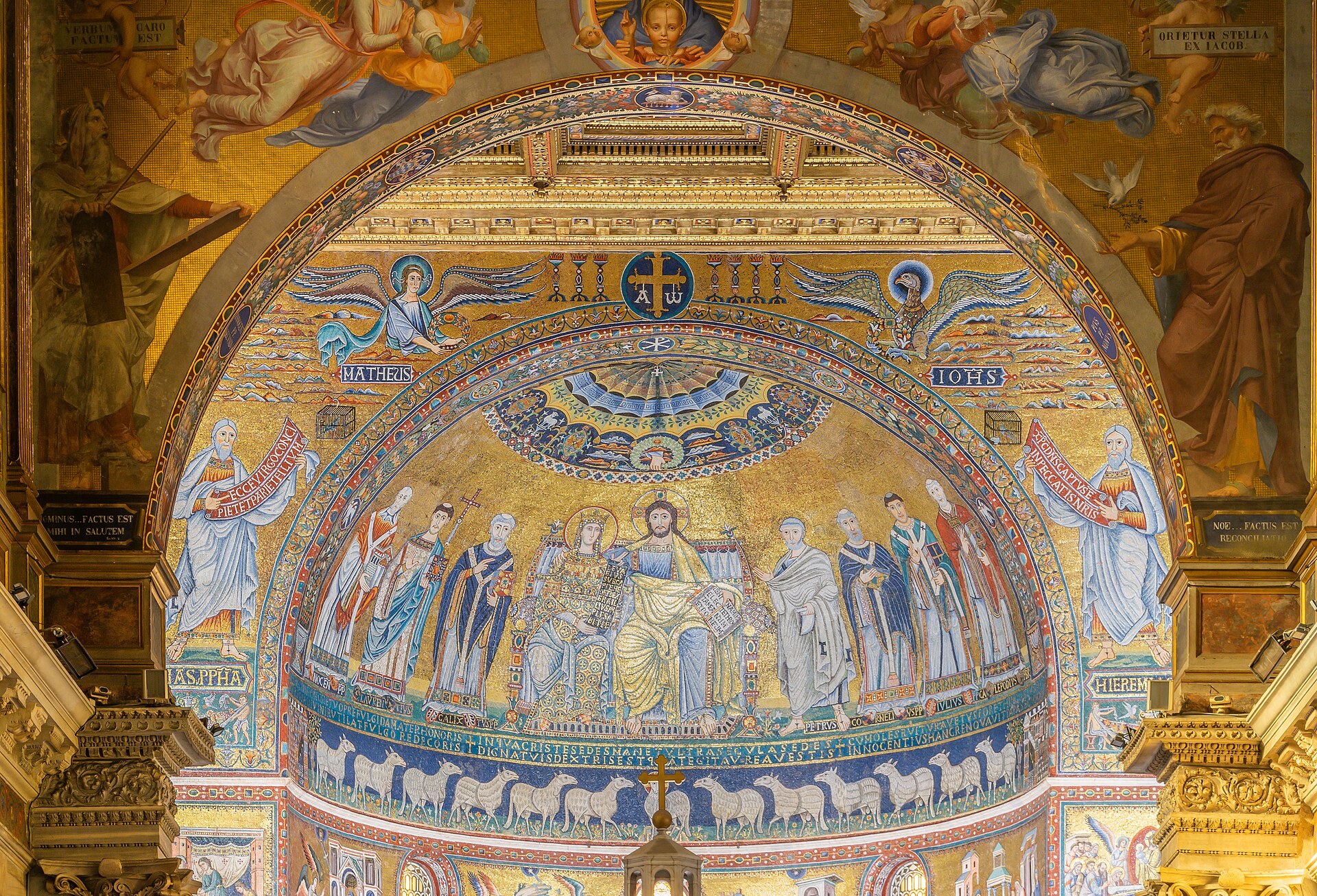 Ceiling in the apse of the Santa Maria in Trastevere basilica in Rome, Lazio, Italy